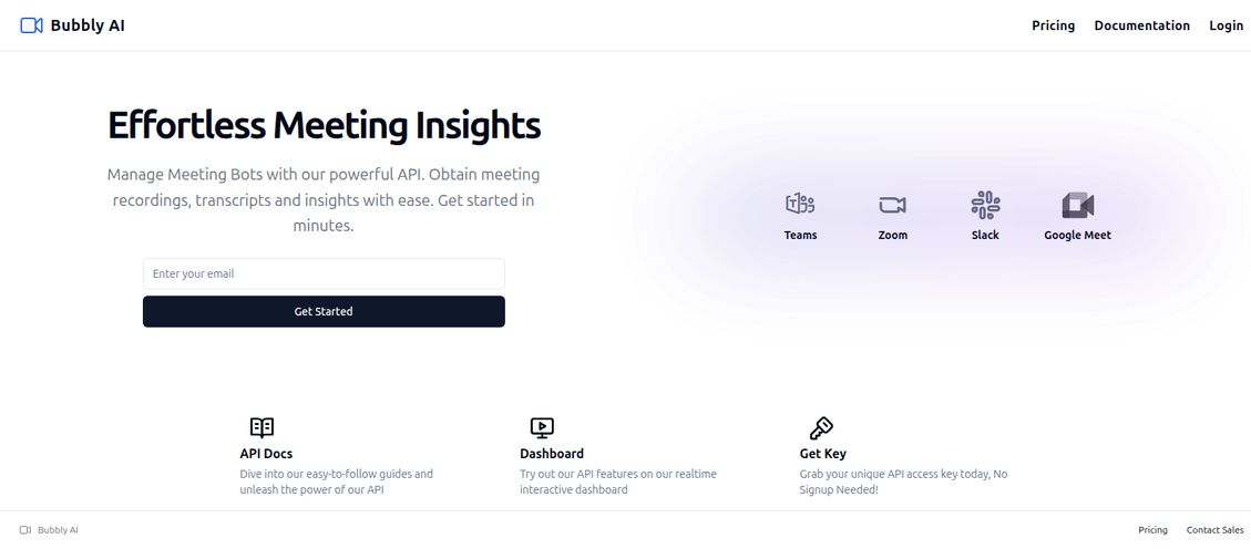 Bubbly Meeting Api