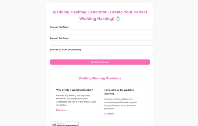 Free AI Wedding Hashtag Generator