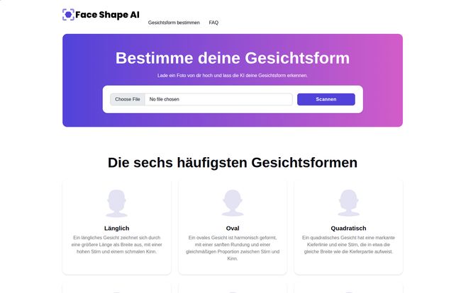 Gesichtsform bestimmen mit KI