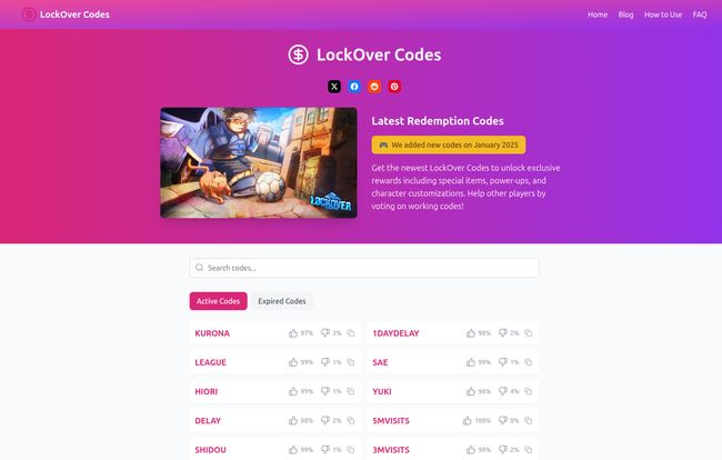 LockOver Codes