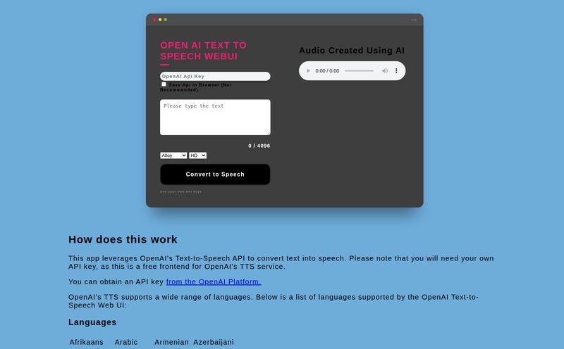 OpenAI Text To Speech WebUI