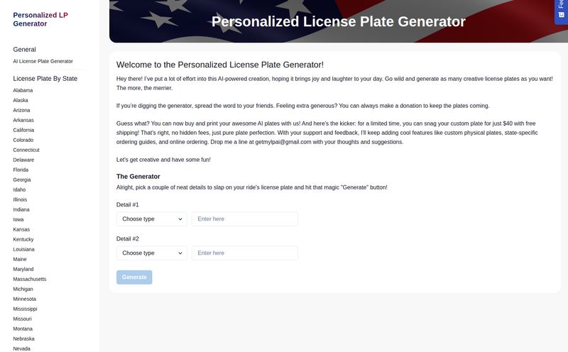 Personalized License Plate Generator